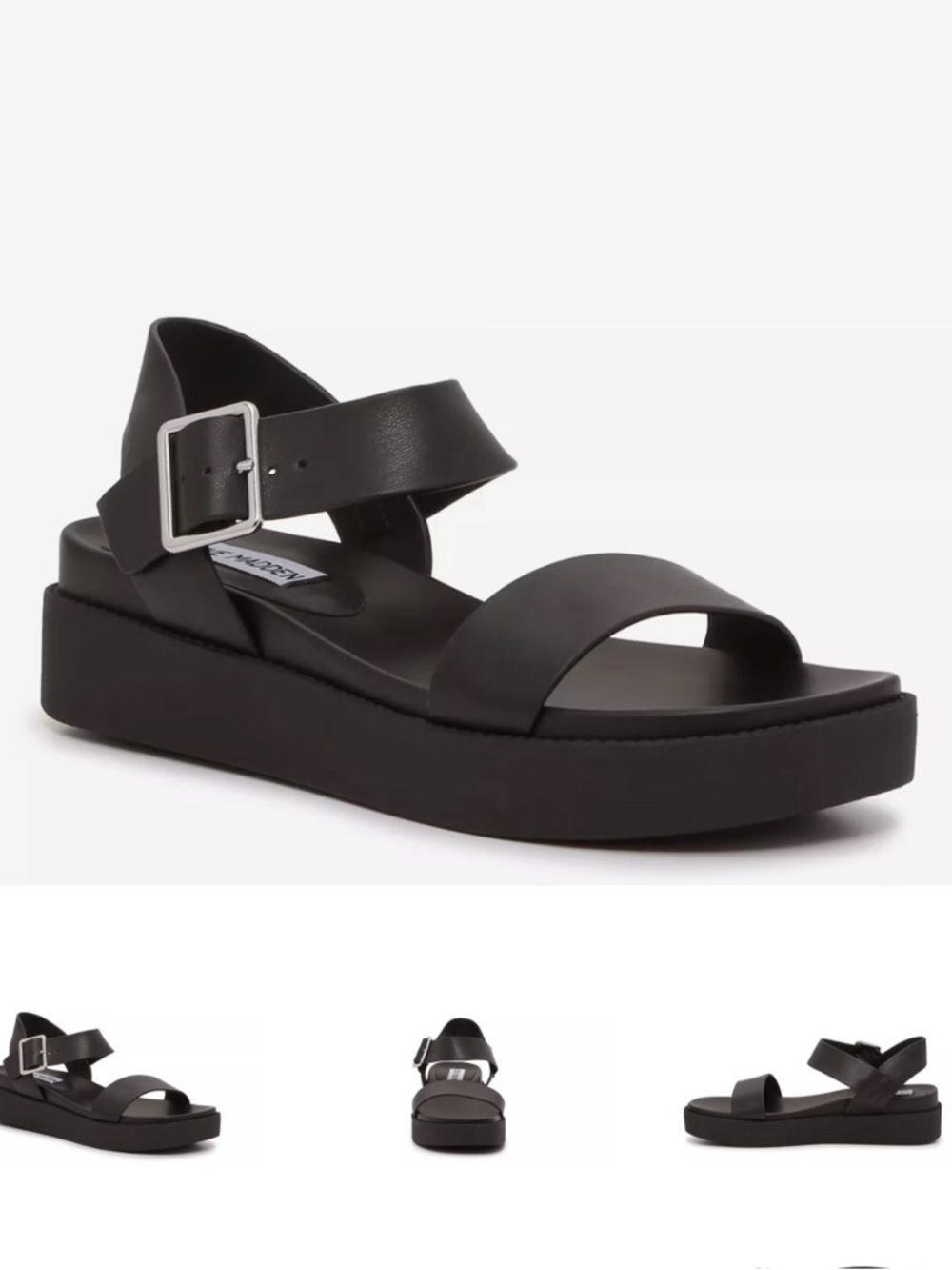 Steve Madden Rileey Black Platform Sandal - Picture 1 of 7